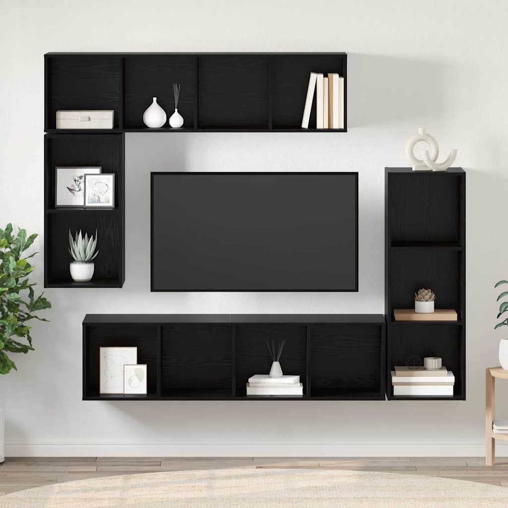 vidaXL Zestaw szafek RTV 4 pcs Czarny Dąb Materiał drewnopochodny