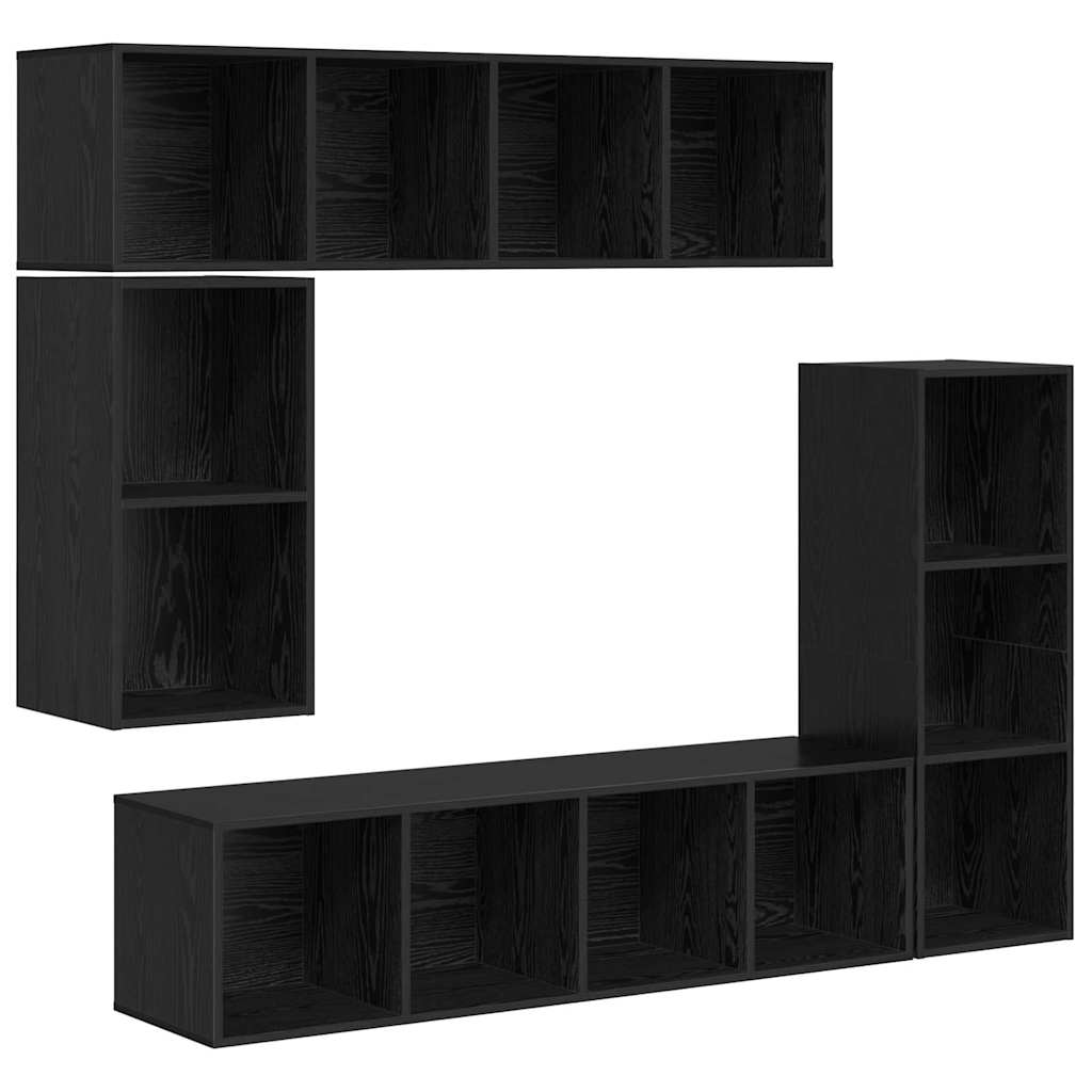 vidaXL Zestaw szafek RTV 4 pcs Czarny Dąb Materiał drewnopochodny