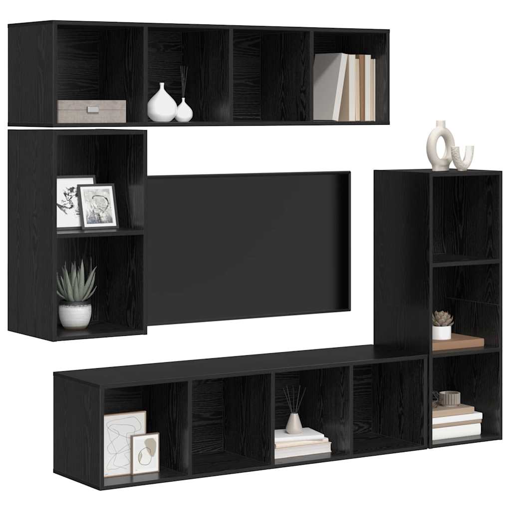 vidaXL Zestaw szafek RTV 4 pcs Czarny Dąb Materiał drewnopochodny