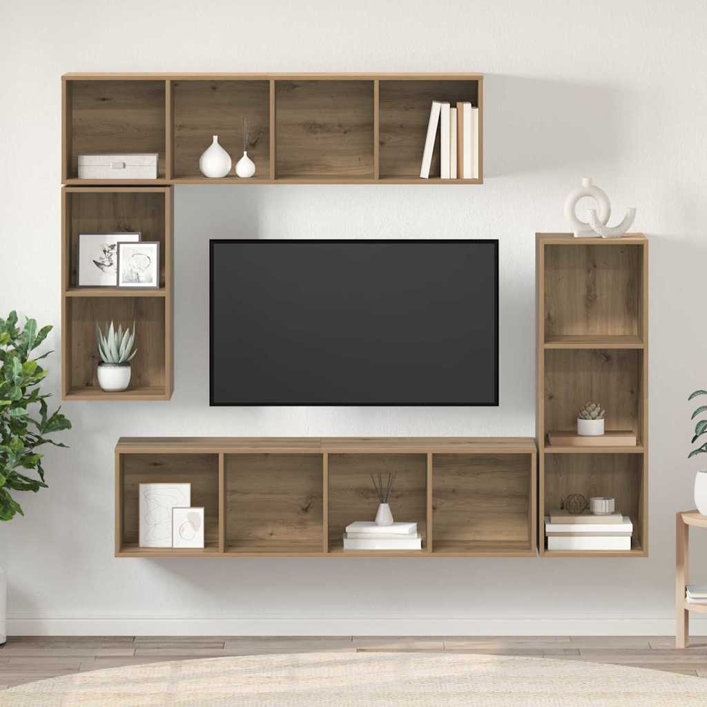 vidaXL Zestaw szafek RTV Montowane na ścianie 4 pcs Dąb rzemieślniczy