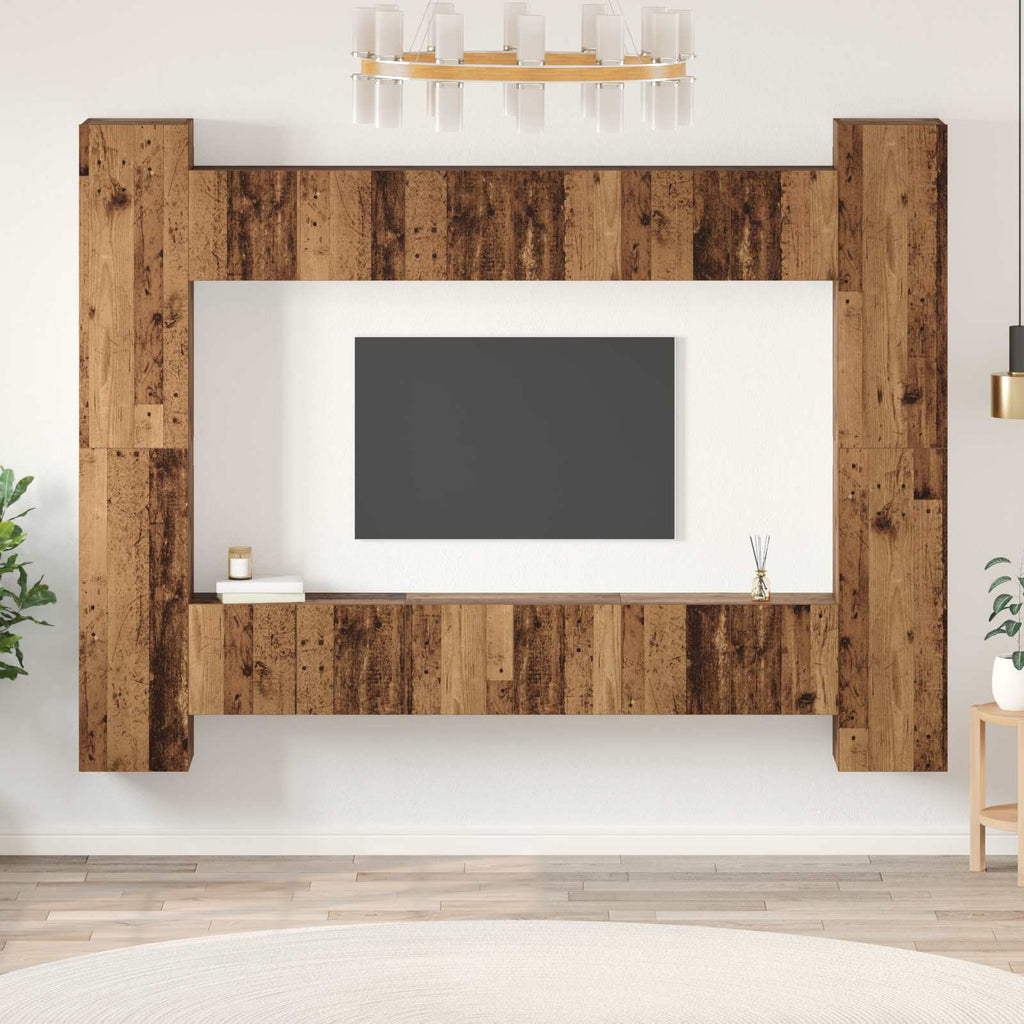 vidaXL Zestaw szafek RTV 10 pcs Stare drewno 30,5 x 30 x 90 cm