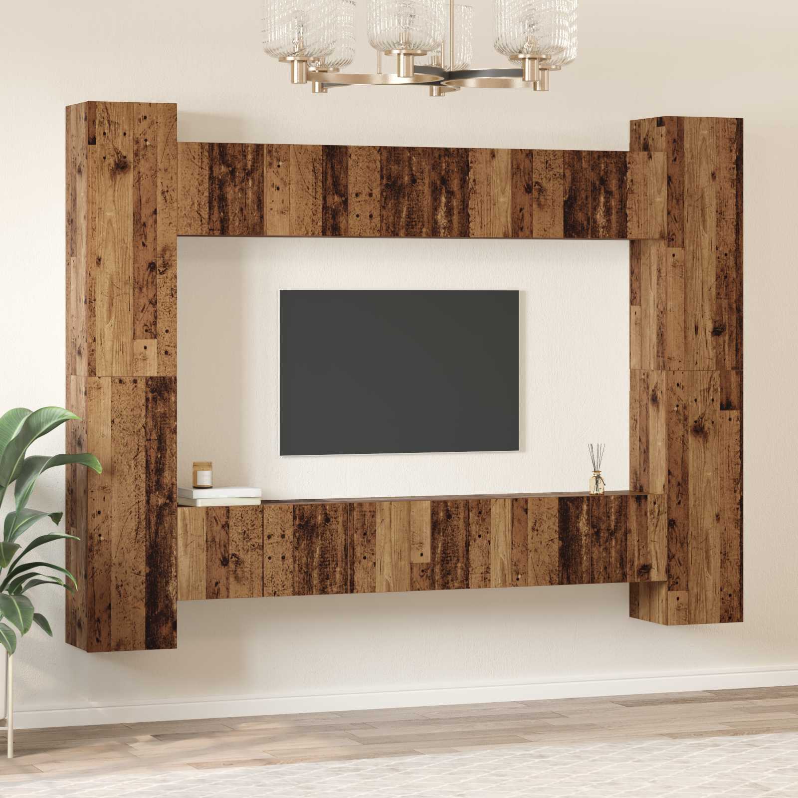 vidaXL Zestaw szafek RTV 10 pcs Stare drewno 30,5 x 30 x 90 cm