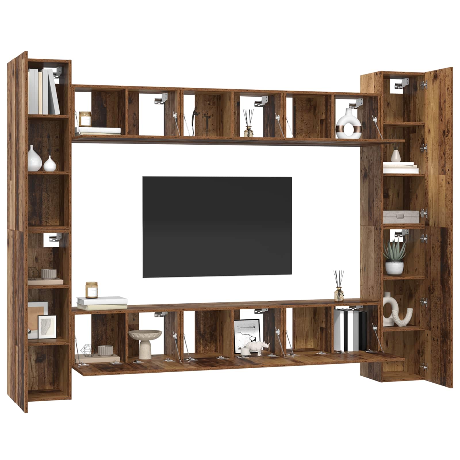 vidaXL Zestaw szafek RTV 10 pcs Stare drewno 30,5 x 30 x 90 cm