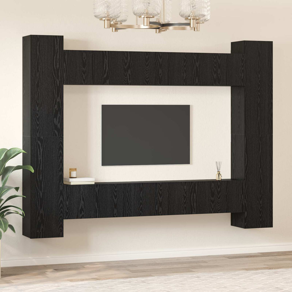 vidaXL Zestaw szafek RTV 10 pcs Czarny Dąb 30,5 x 30 x 90 cm