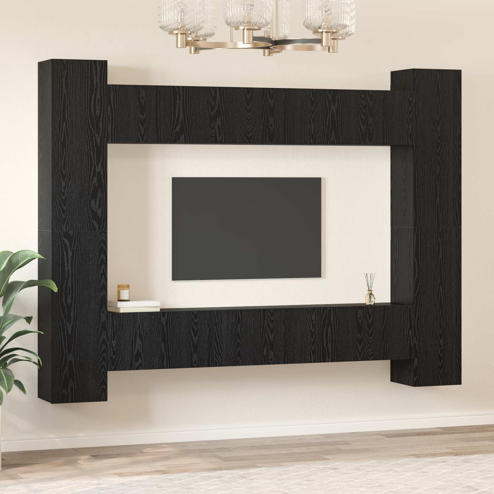 vidaXL Zestaw szafek RTV 10 pcs Czarny Dąb 30,5 x 30 x 90 cm