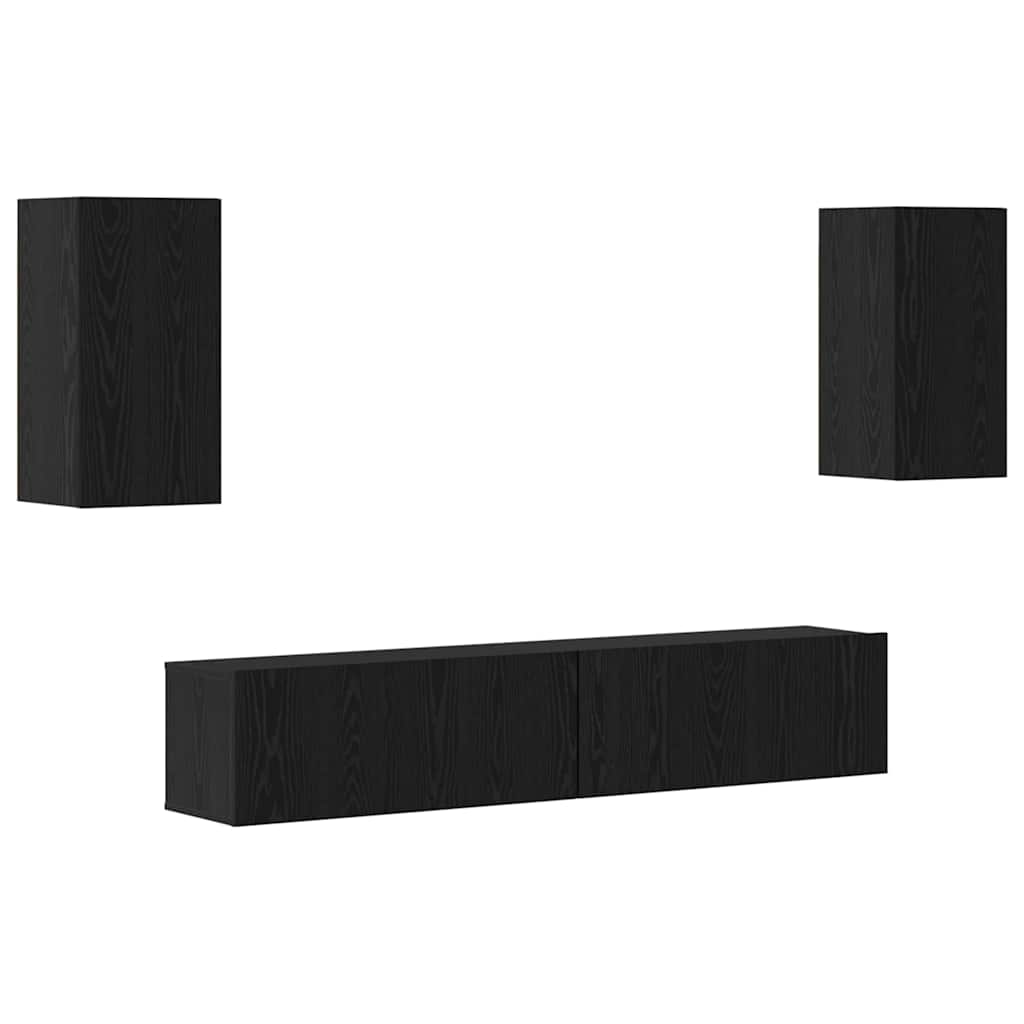 vidaXL Zestaw szafek RTV 4 pcs Czarny Dąb Materiał drewnopochodny