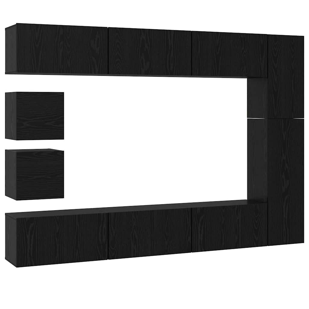 vidaXL Zestaw szafek RTV 10 pcs Czarny Dąb Materiał drewnopochodny