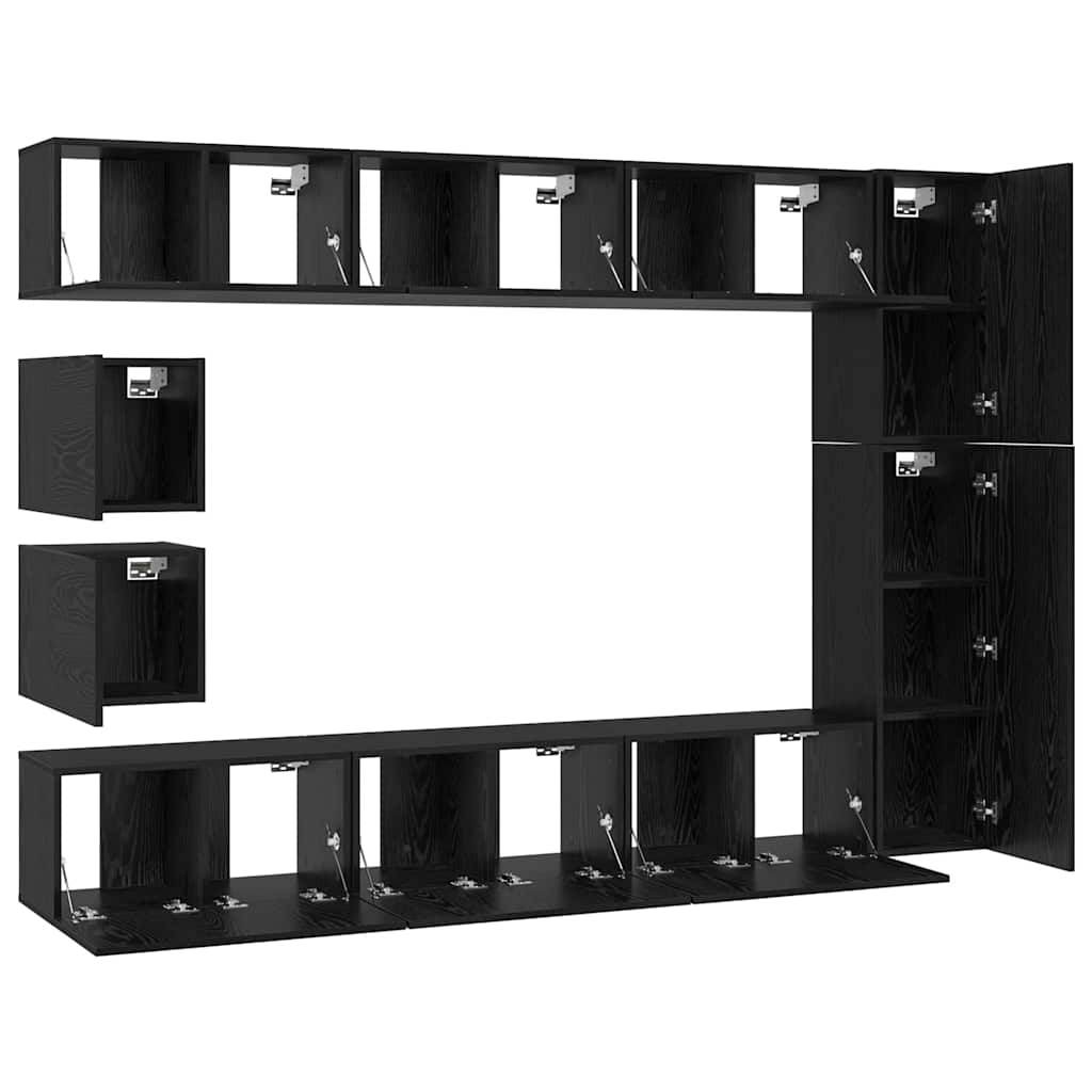 vidaXL Zestaw szafek RTV 10 pcs Czarny Dąb Materiał drewnopochodny