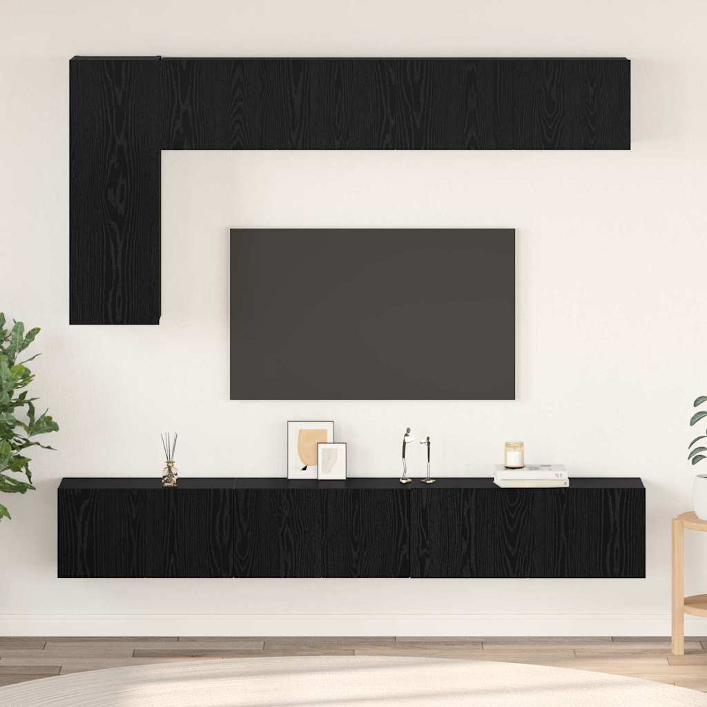 vidaXL Zestaw szafek RTV 6 pcs Czarny Dąb Materiał drewnopochodny