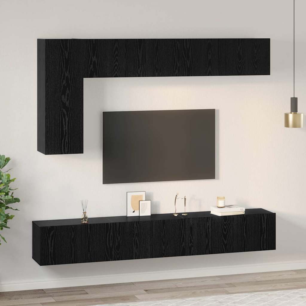 vidaXL Zestaw szafek RTV 6 pcs Czarny Dąb Materiał drewnopochodny