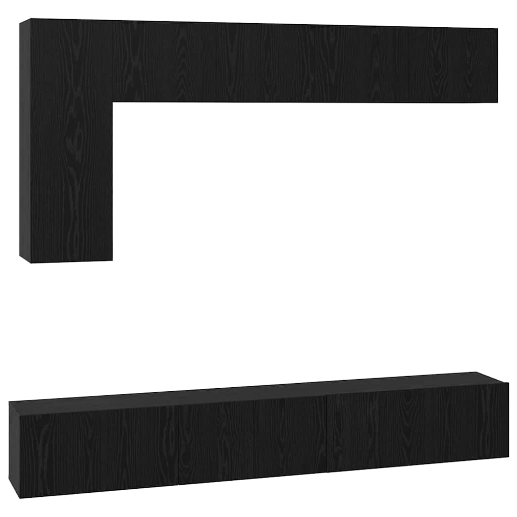 vidaXL Zestaw szafek RTV 6 pcs Czarny Dąb Materiał drewnopochodny