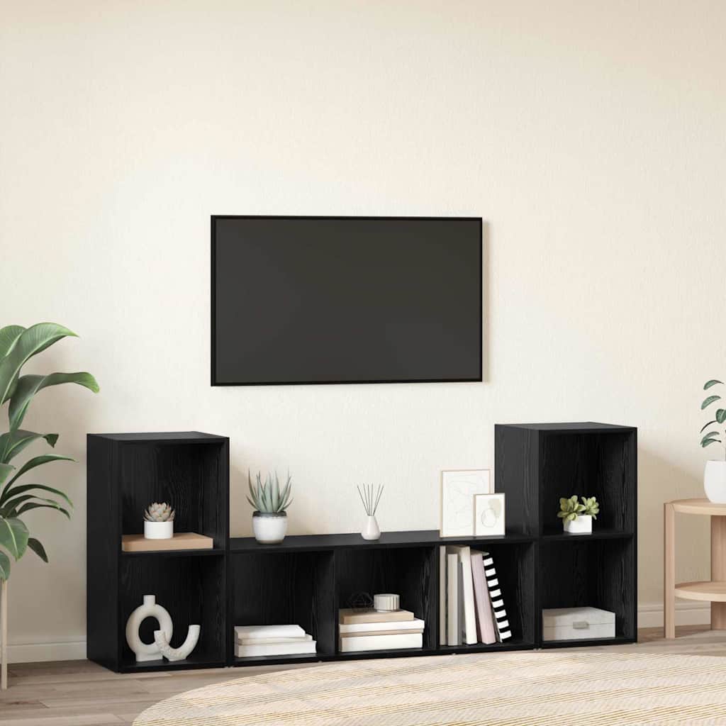 vidaXL Zestaw szafek RTV 3 pcs Czarny Materiał drewnopochodny