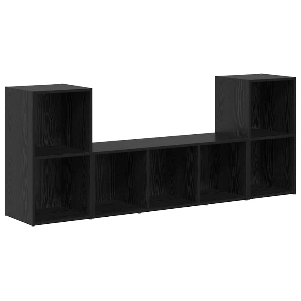 vidaXL Zestaw szafek RTV 3 pcs Czarny Materiał drewnopochodny