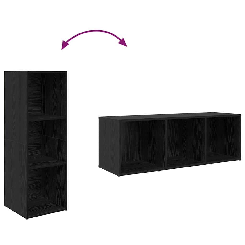 vidaXL Zestaw szafek RTV 3 pcs Czarny Materiał drewnopochodny