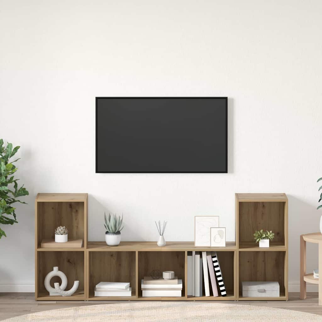 vidaXL Zestaw szafek RTV 3 pcs Brązowy Materiał drewnopochodny