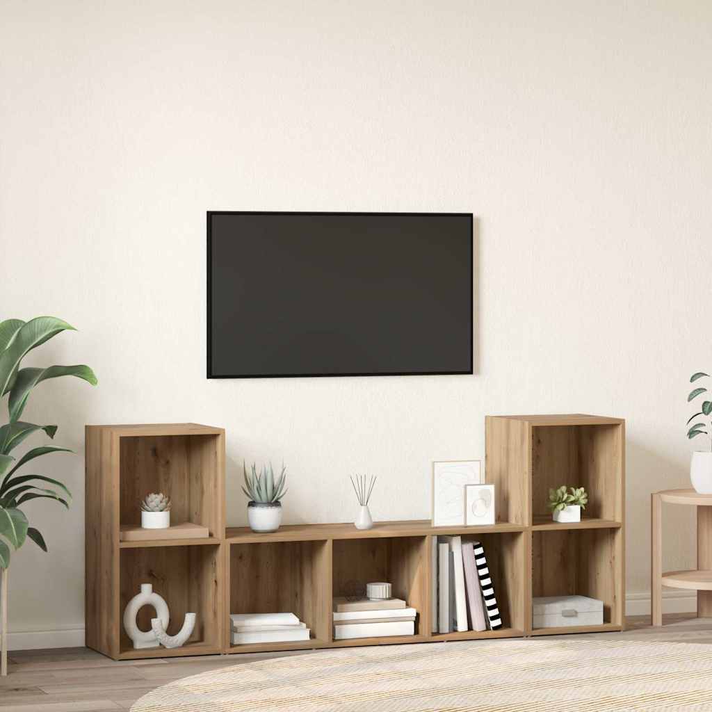 vidaXL Zestaw szafek RTV 3 pcs Brązowy Materiał drewnopochodny