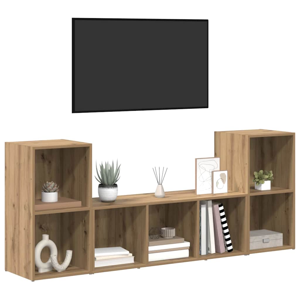 vidaXL Zestaw szafek RTV 3 pcs Brązowy Materiał drewnopochodny