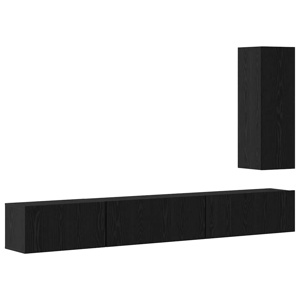 vidaXL Zestaw szafek RTV 4 pcs Czarny Dąb Materiał drewnopochodny