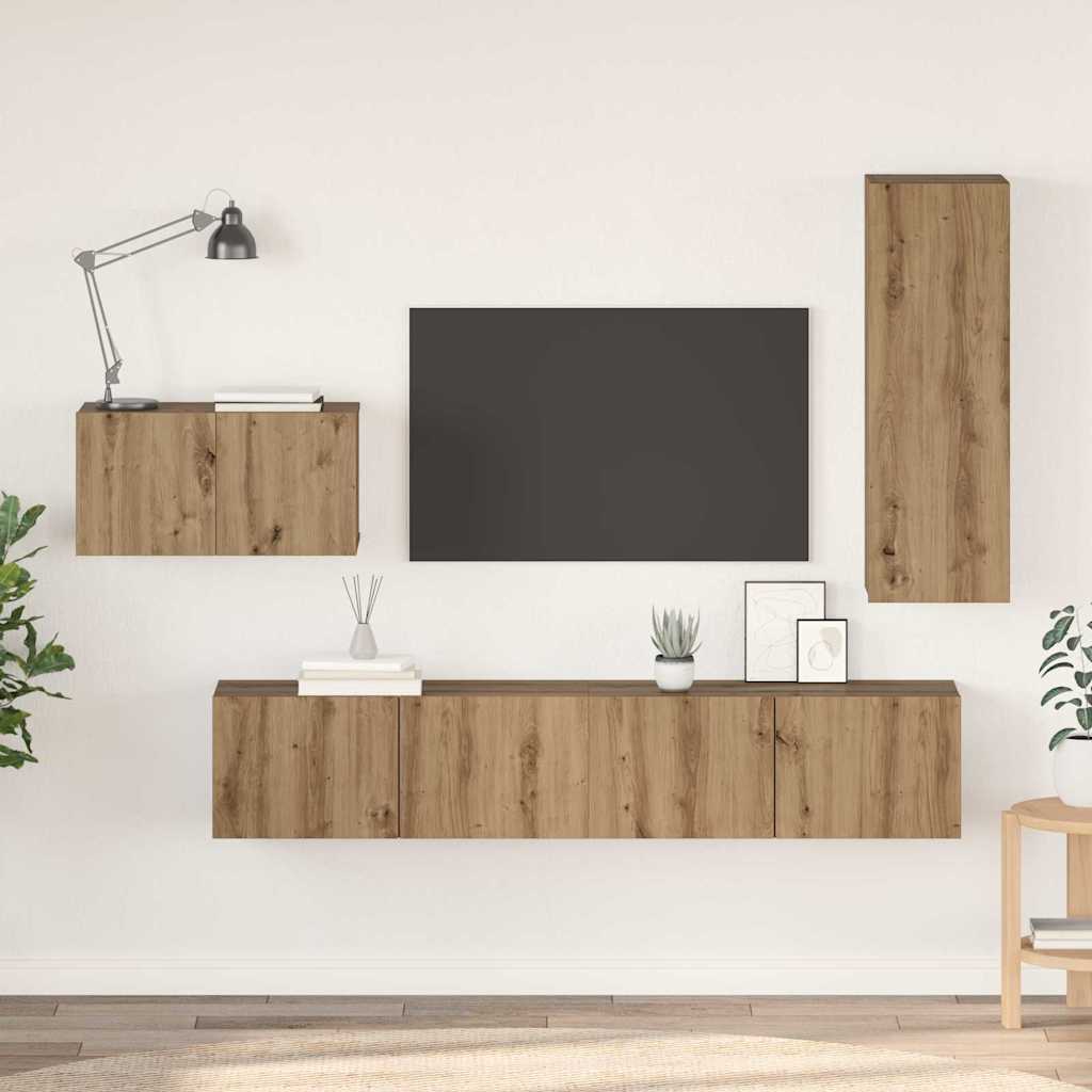 vidaXL Zestaw szafek RTV z szufladą 4 pcs Dąb rzemieślniczy