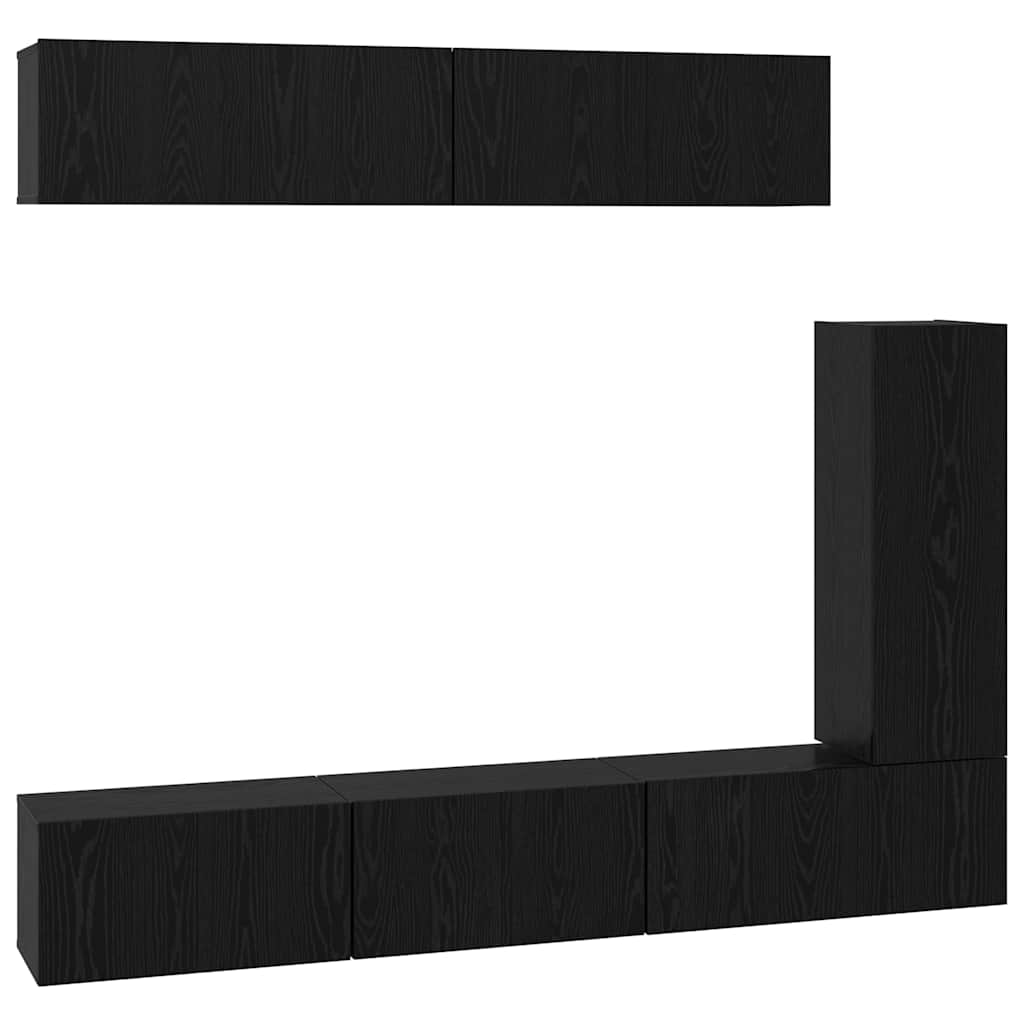 vidaXL Zestaw szafek RTV 6 pcs Czarny Dąb Materiał drewnopochodny