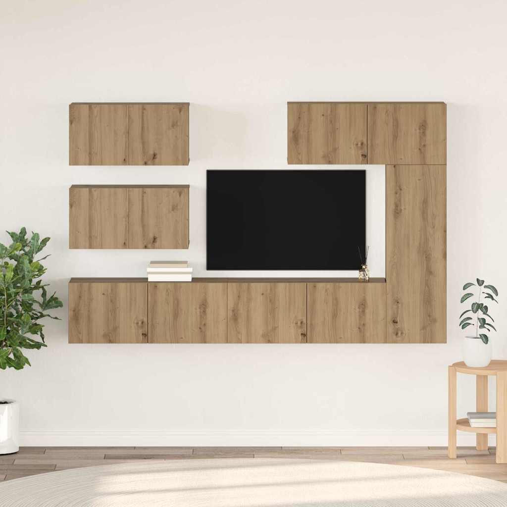 vidaXL Zestaw szafek RTV Montowane na ścianie 6 pcs Dąb rzemieślniczy