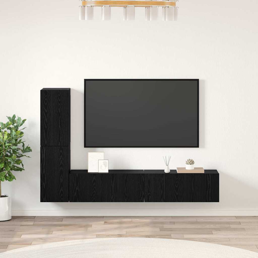 vidaXL Szafka na Telewizor na Ścianę 2 pcs Czarny Dąb