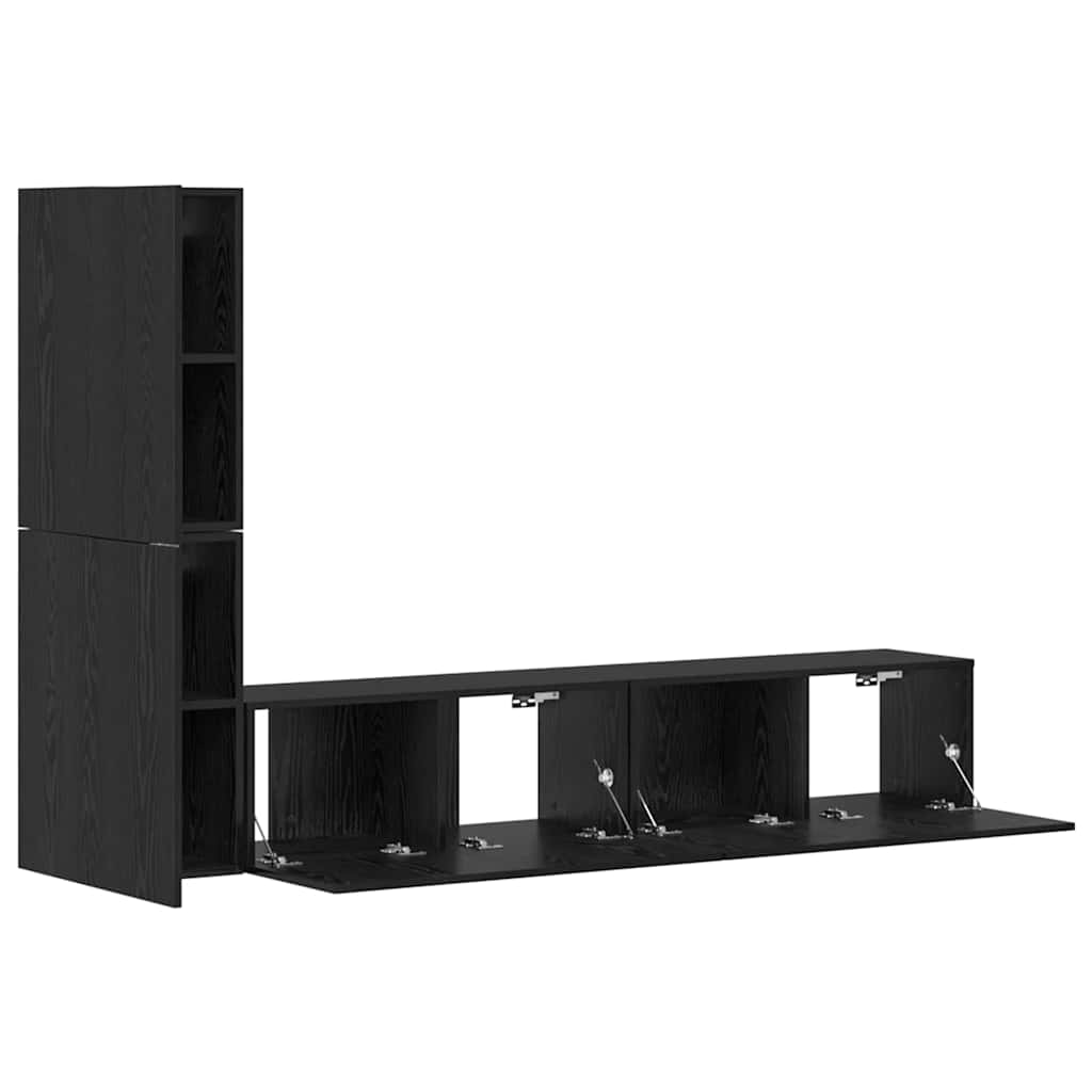 vidaXL Szafka na Telewizor na Ścianę 2 pcs Czarny Dąb