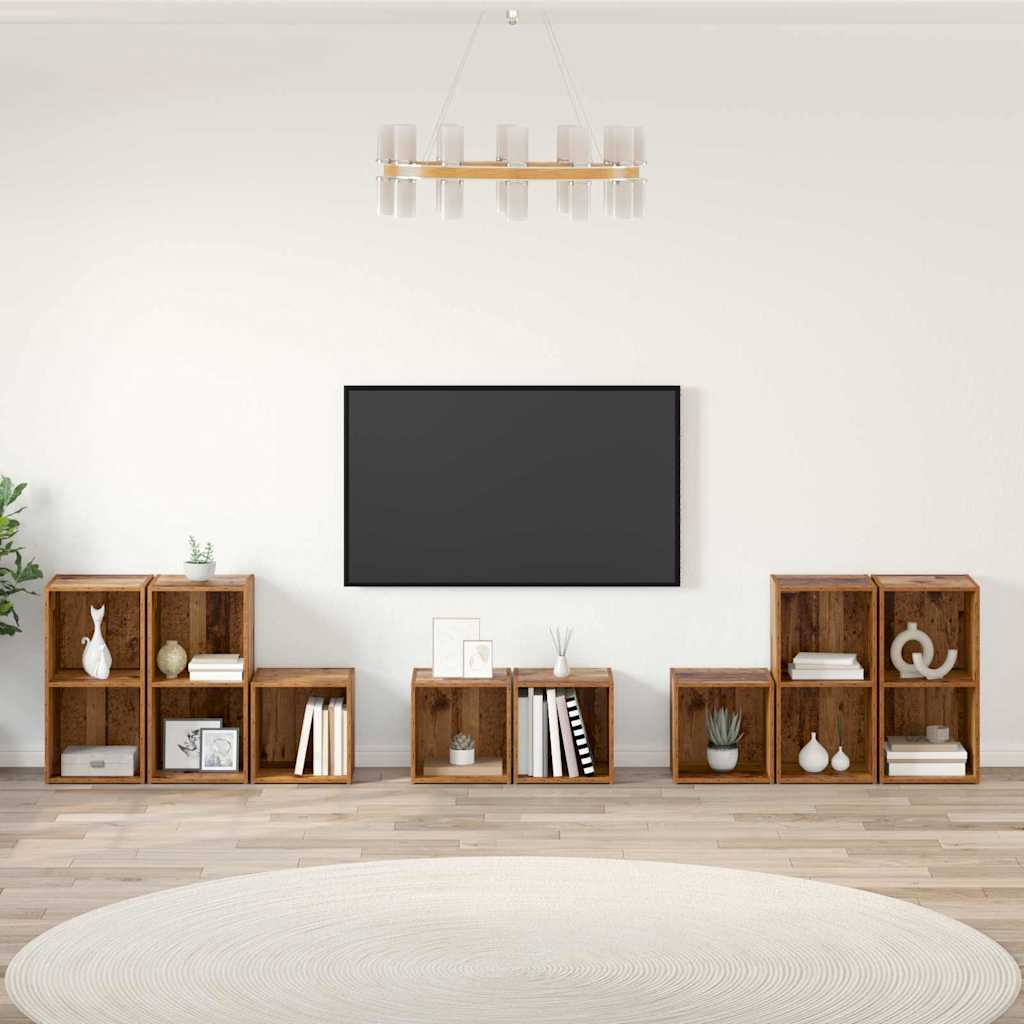 vidaXL Zestaw szafek RTV 8 pcs Stare drewno Materiał drewnopochodny