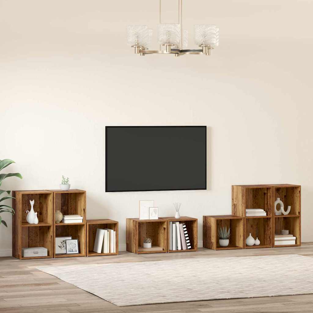 vidaXL Zestaw szafek RTV 8 pcs Stare drewno Materiał drewnopochodny