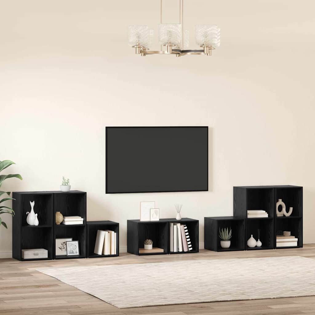 vidaXL Zestaw szafek RTV 8 pcs Czarny Dąb Materiał drewnopochodny
