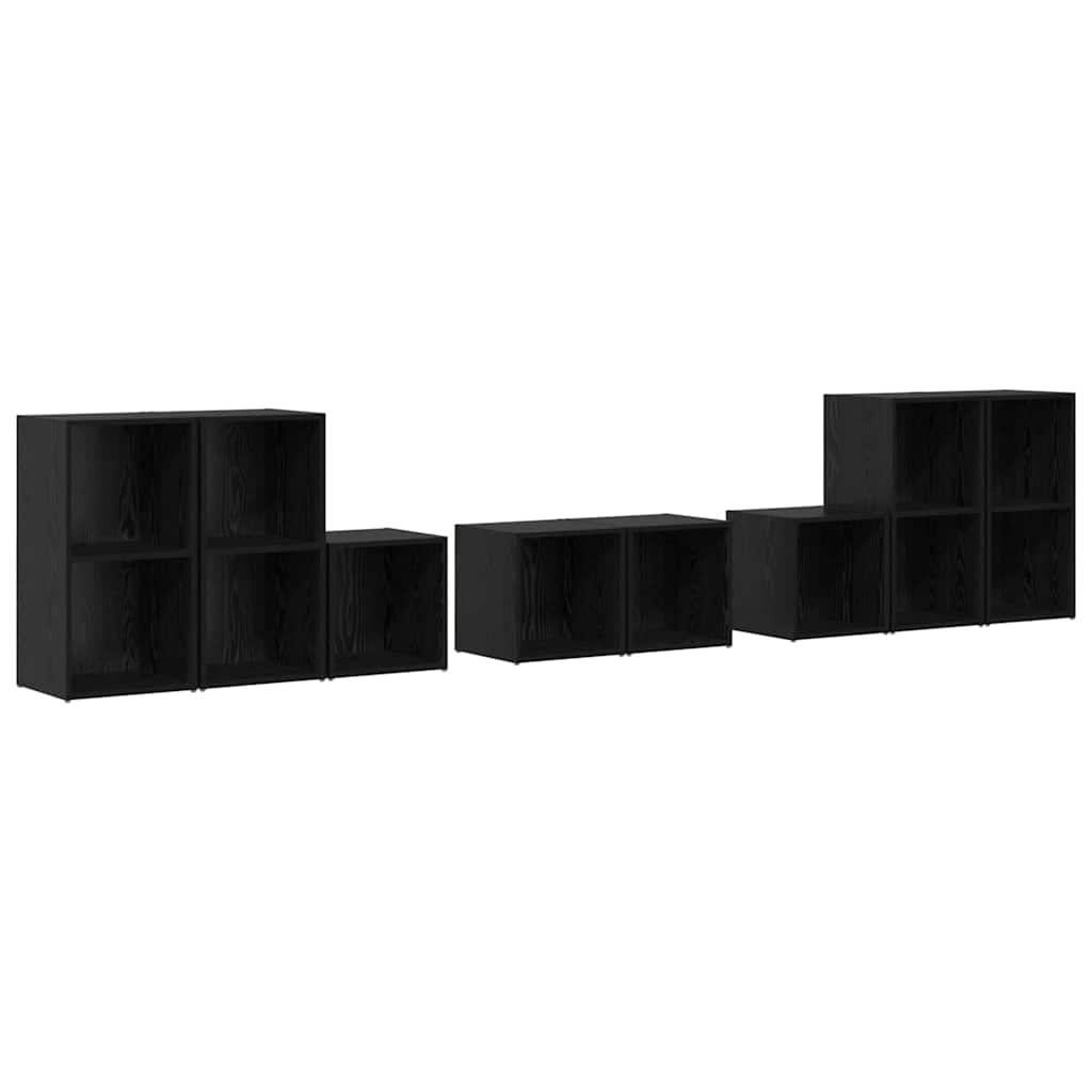 vidaXL Zestaw szafek RTV 8 pcs Czarny Dąb Materiał drewnopochodny