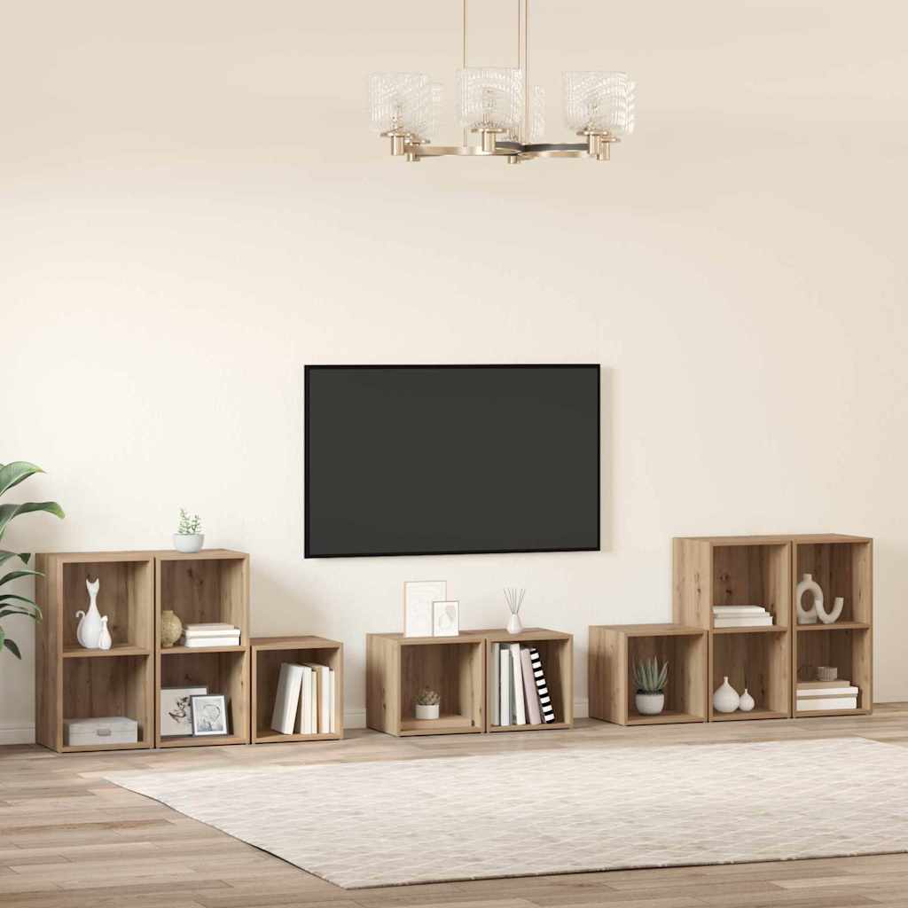 vidaXL Zestaw szafek RTV Montowane na ścianie 8 pcs Dąb rzemieślniczy