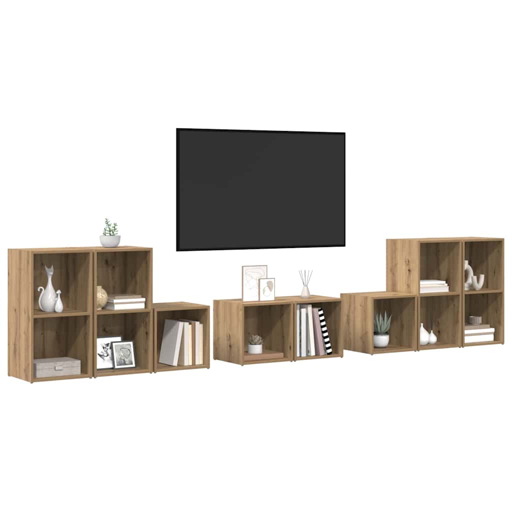 vidaXL Zestaw szafek RTV Montowane na ścianie 8 pcs Dąb rzemieślniczy