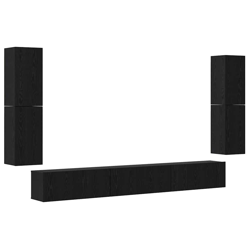 vidaXL Jednostki telewizyjne 4 pcs Czarny Dąb Materiał drewnopochodny