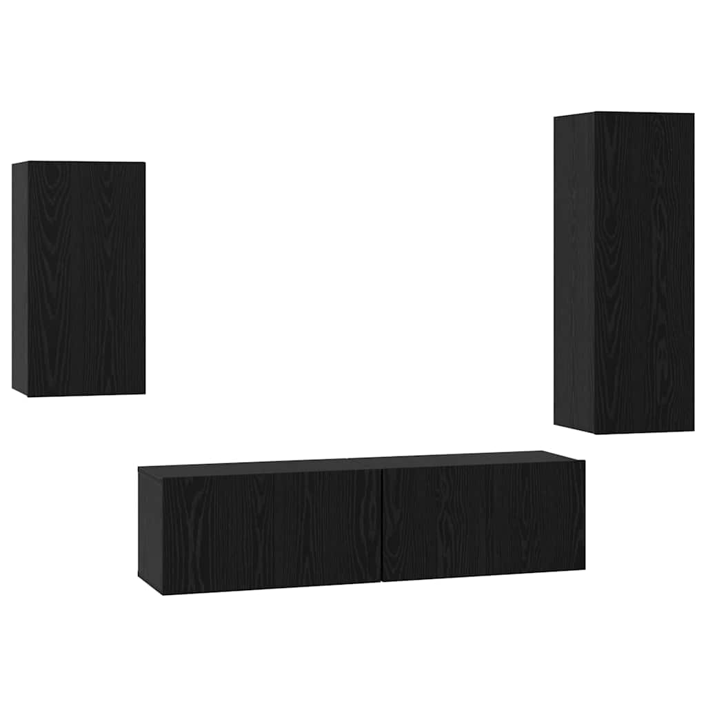 vidaXL Zestaw szafek RTV 4 pcs Czarny Dąb Materiał drewnopochodny