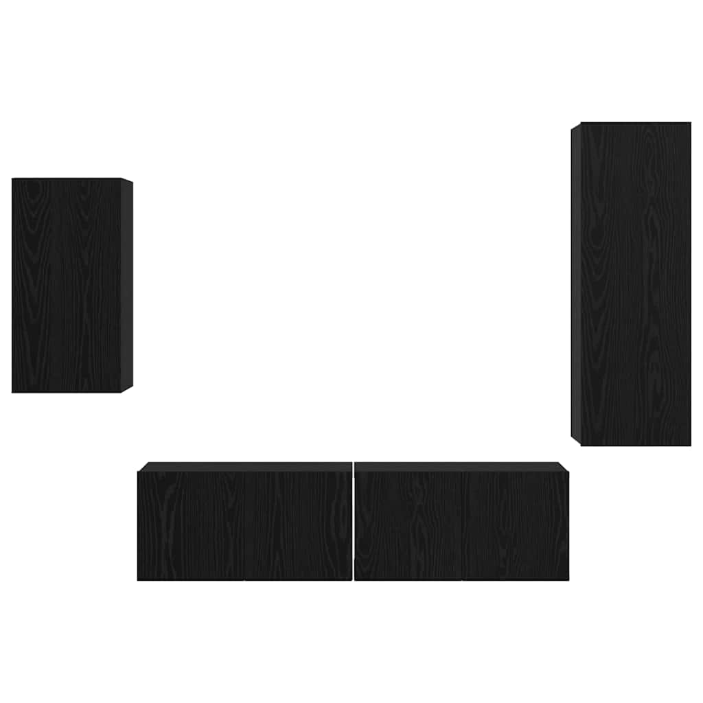 vidaXL Zestaw szafek RTV 4 pcs Czarny Dąb Materiał drewnopochodny