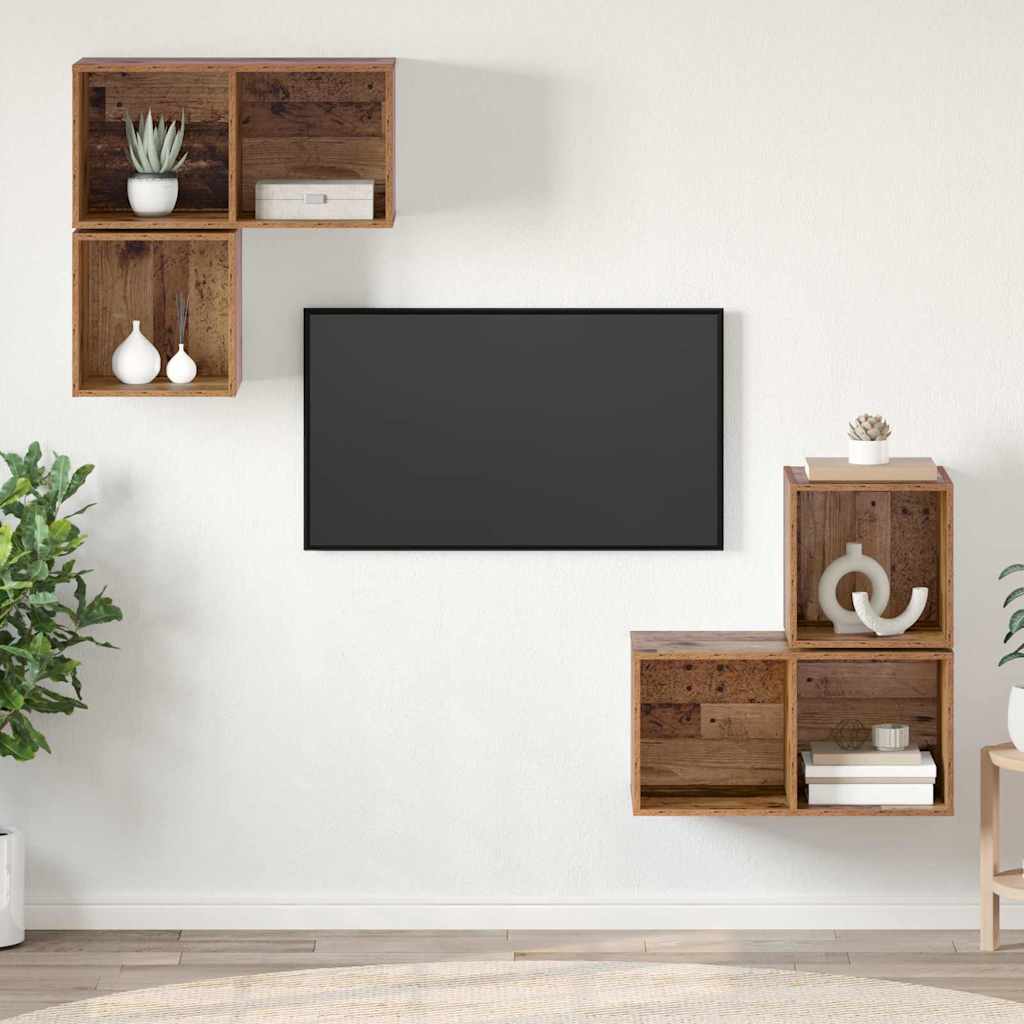 vidaXL Zestaw szafek RTV 4 pcs Stare drewno Materiał drewnopochodny