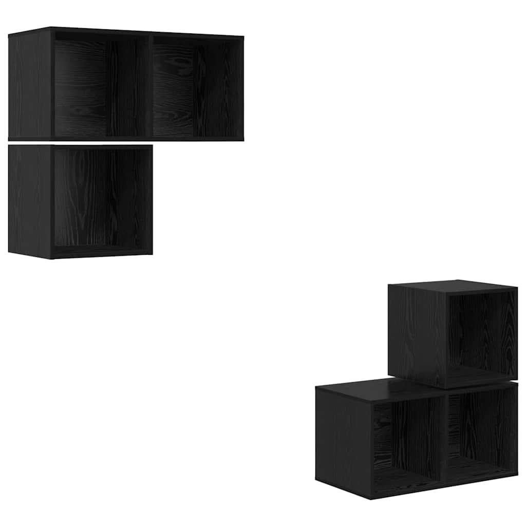 vidaXL Zestaw szafek RTV 4 pcs Czarny Dąb Materiał drewnopochodny