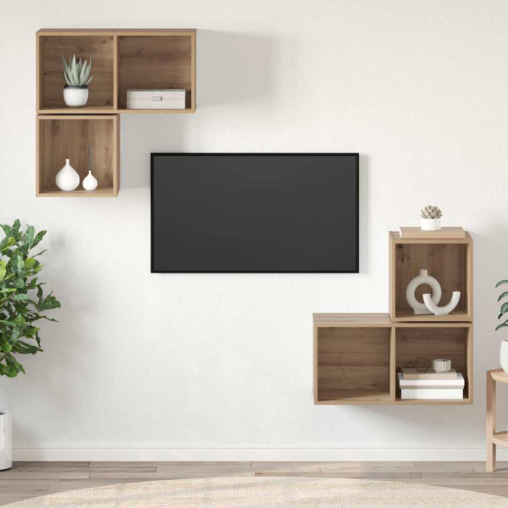 vidaXL Zestaw szafek RTV Montowane na ścianie 4 pcs Dąb rzemieślniczy