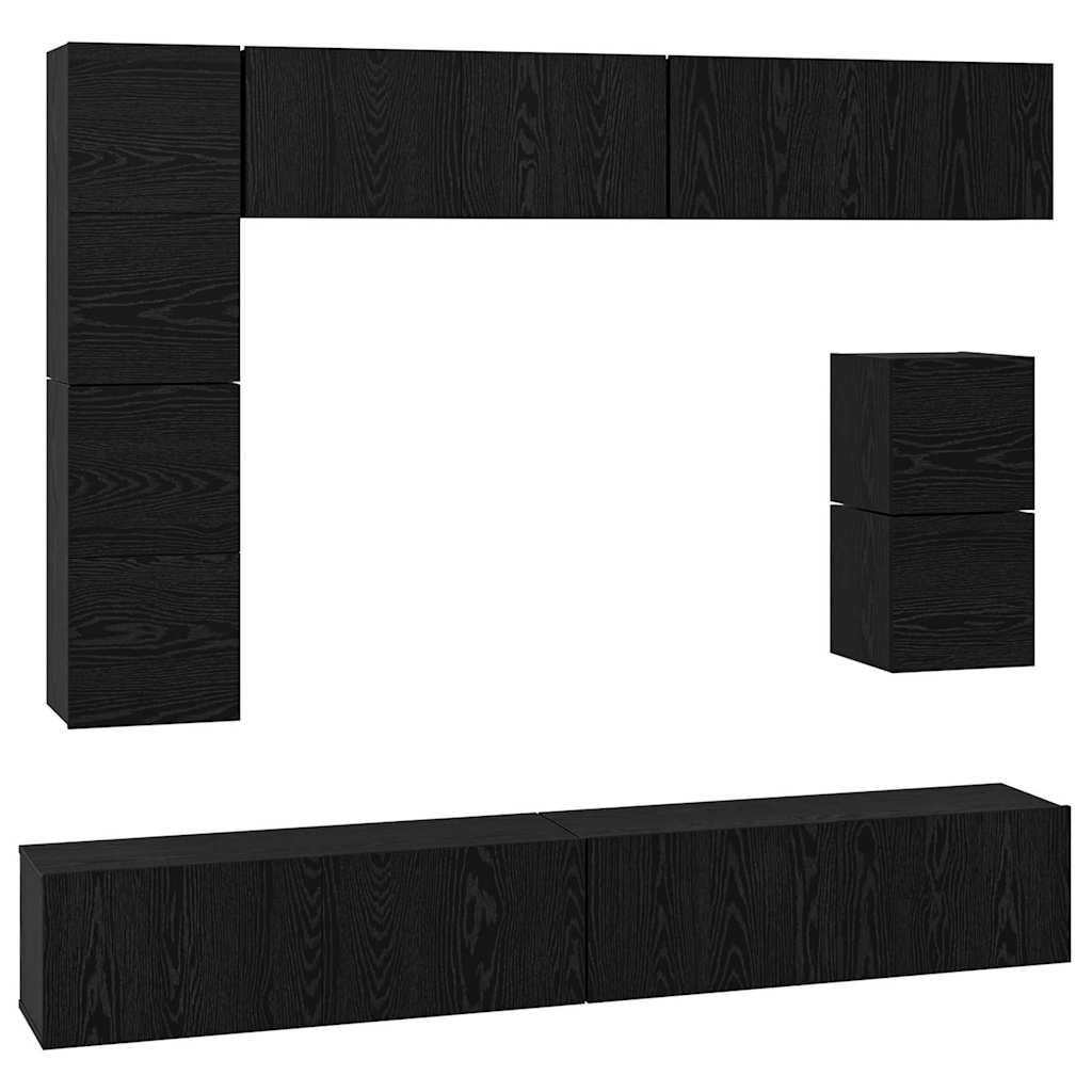 vidaXL Zestaw szafek RTV 8 pcs Czarny Dąb Materiał drewnopochodny