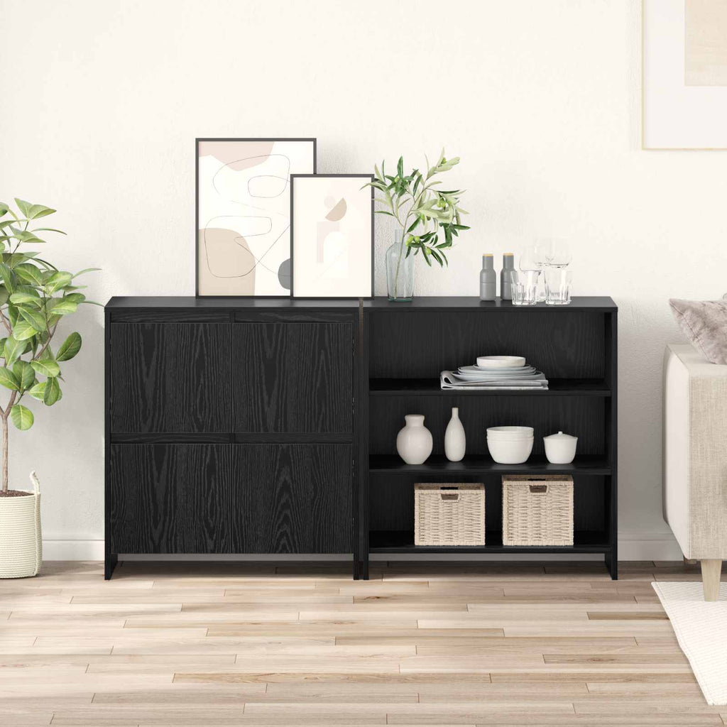 vidaXL Bufet 2 pcs Czarny Dąb 70 x 41 x 75 cm Materiał drewnopochodny