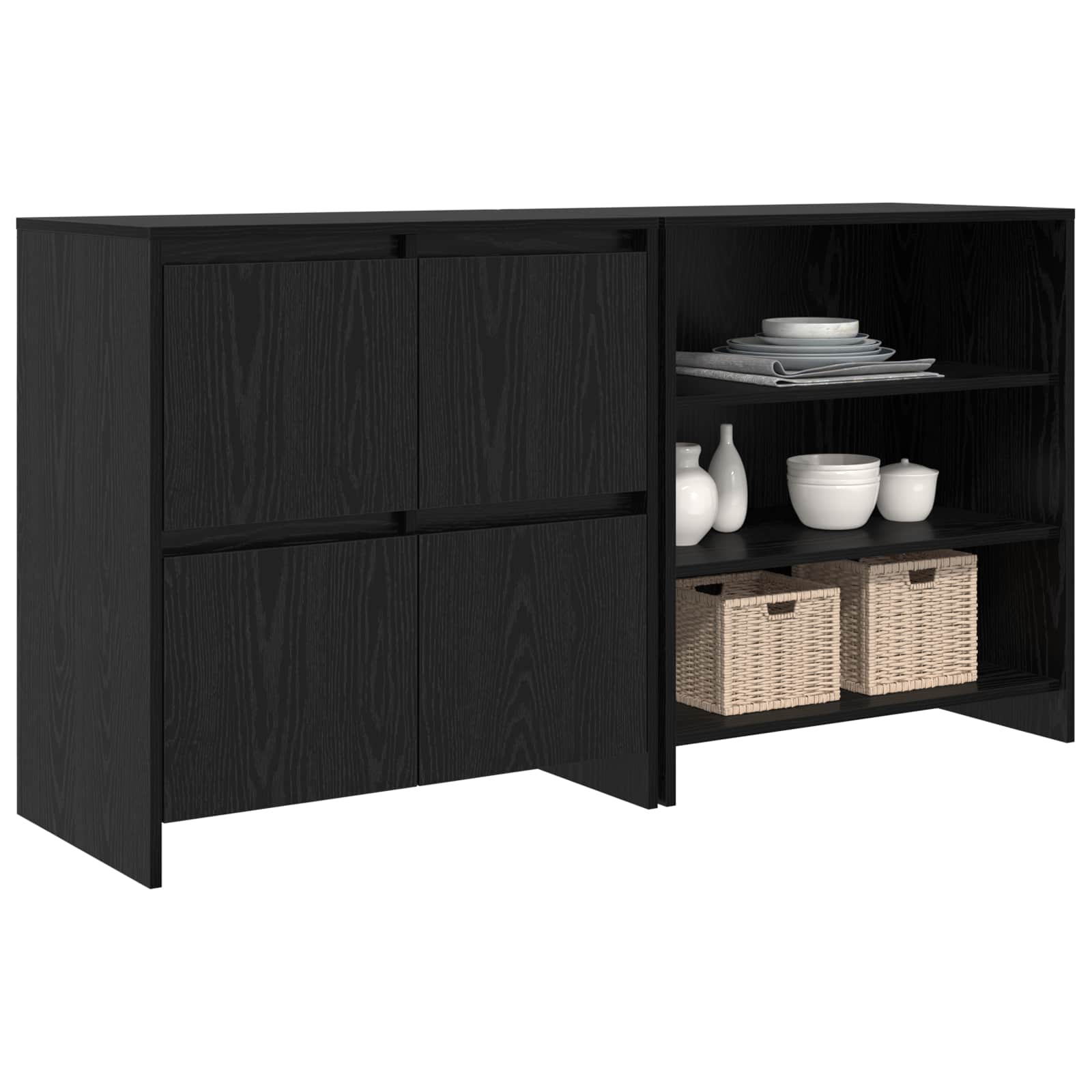 vidaXL Bufet 2 pcs Czarny Dąb 70 x 41 x 75 cm Materiał drewnopochodny