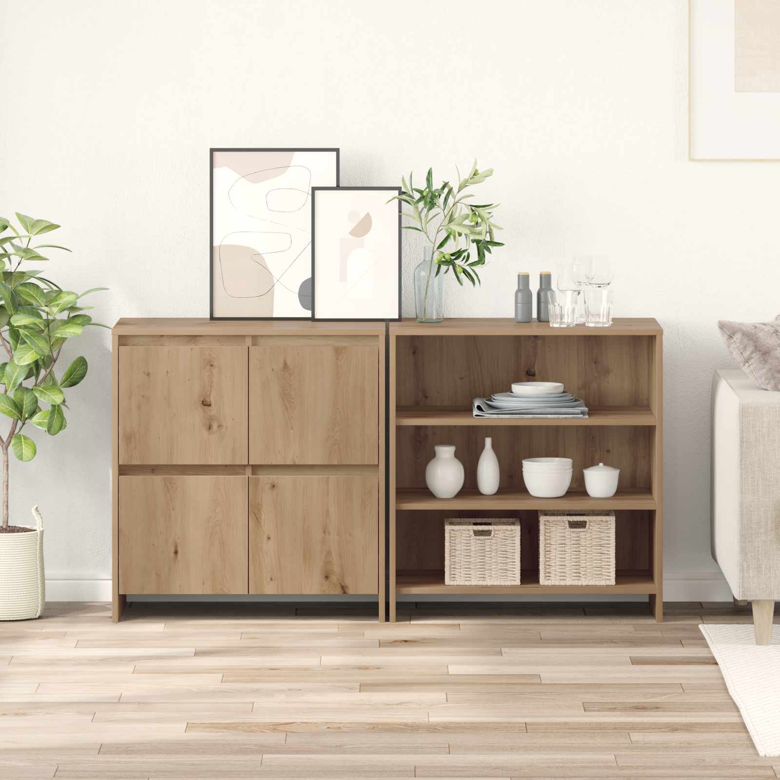 vidaXL Bufet 2 pcs Dąb rzemieślniczy 70 x 41 x 75 cm