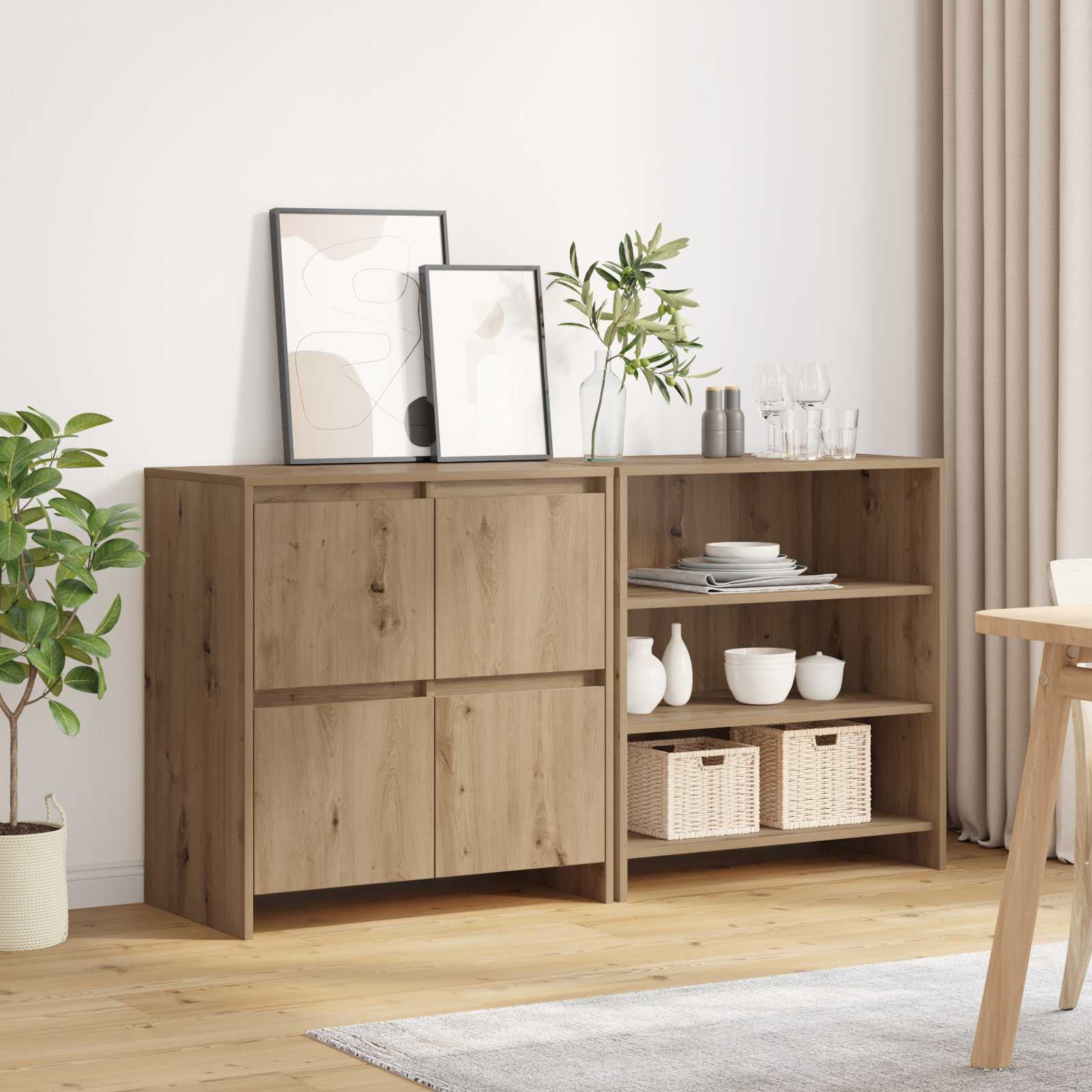 vidaXL Bufet 2 pcs Dąb rzemieślniczy 70 x 41 x 75 cm