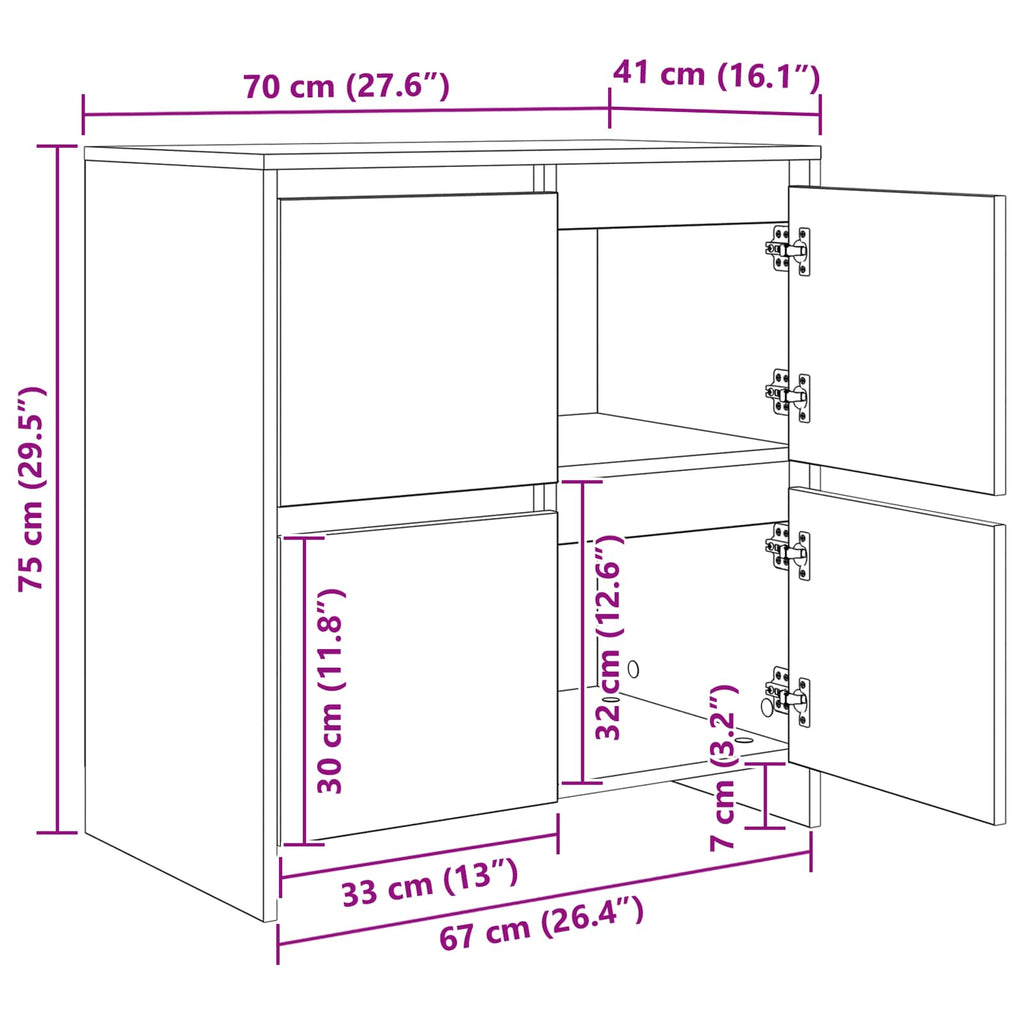 vidaXL Bufet 2 pcs Dąb rzemieślniczy 70 x 41 x 75 cm