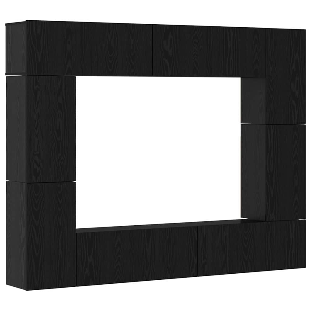 vidaXL Zestaw szafek RTV 8 pcs Czarny Dąb Materiał drewnopochodny