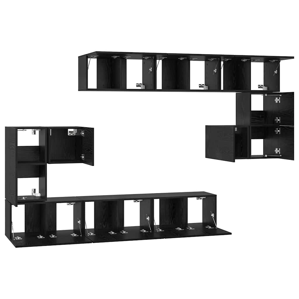 vidaXL Zestaw szafek RTV 10 pcs Czarny Dąb Materiał drewnopochodny