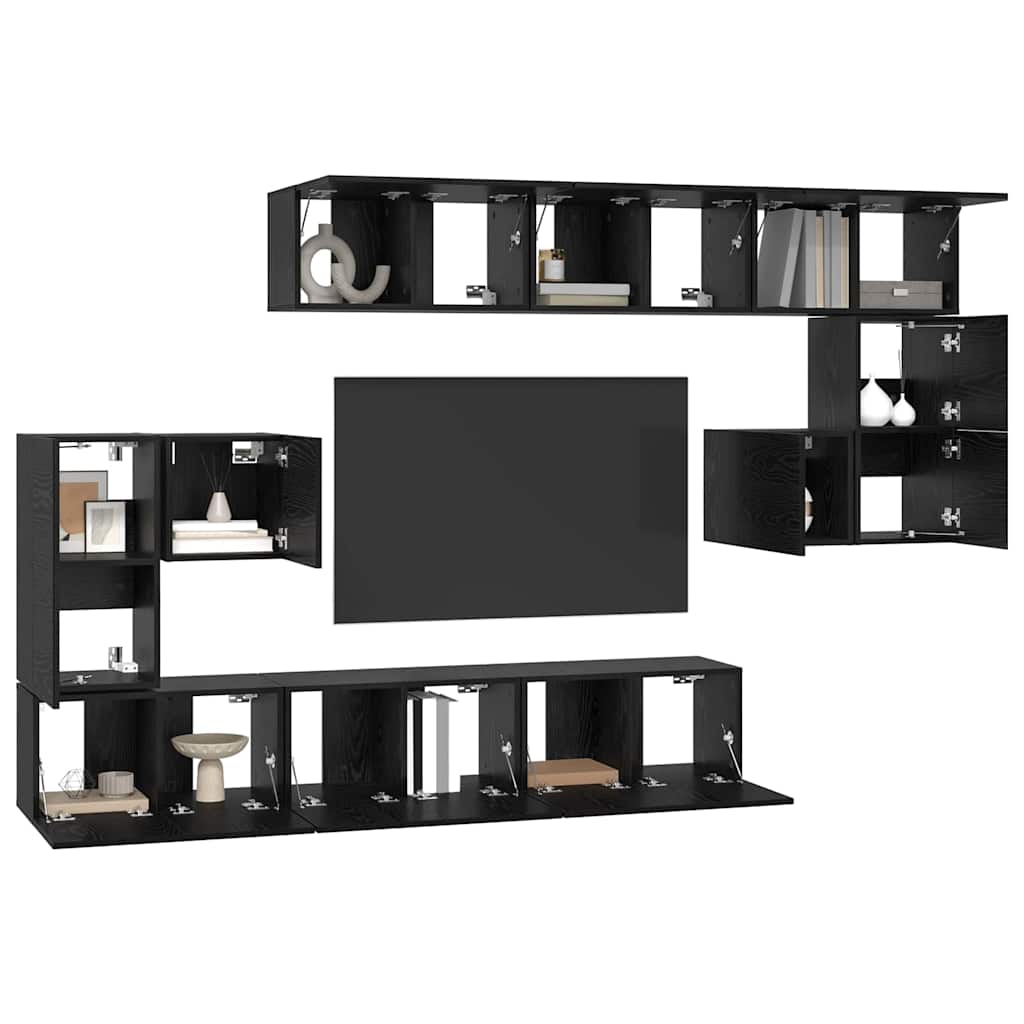 vidaXL Zestaw szafek RTV 10 pcs Czarny Dąb Materiał drewnopochodny