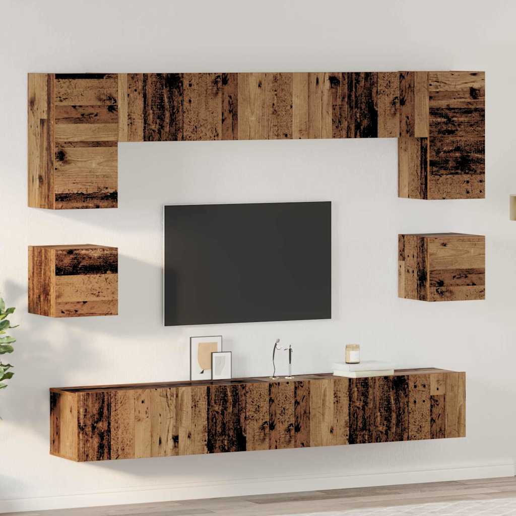 vidaXL Zestaw szafek RTV 8 pcs Stare drewno Materiał drewnopochodny