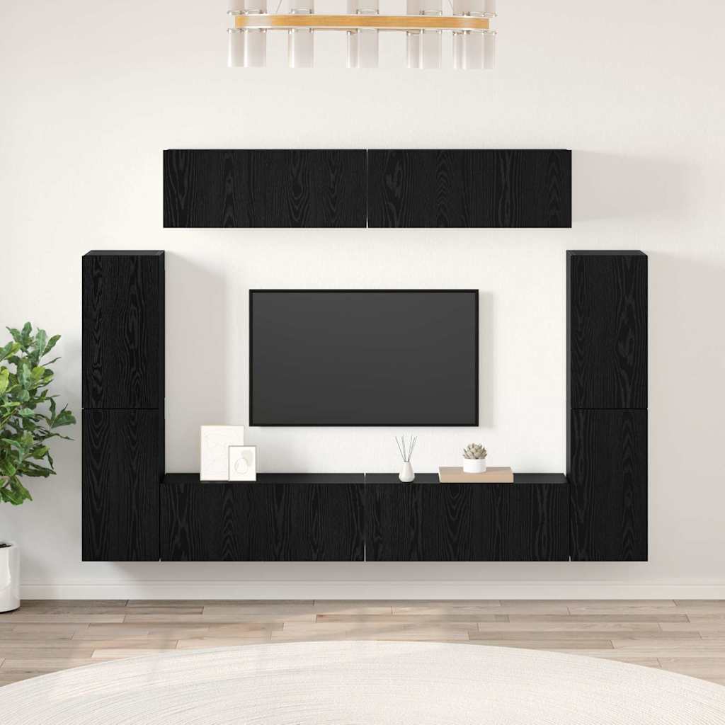 vidaXL Zestaw szafek RTV 8 pcs Czarny dąb Materiał drewnopochodny